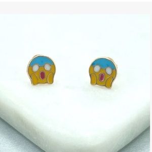 DROPS 11/15✨18k Gold Filled and enamel Face Screaming Emoji Icon Stud Earrings